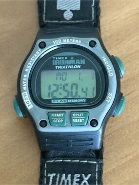 Vintage Timex Ironman Triathlon 8 Lap Memory Indiglo 100M Watch New Battery